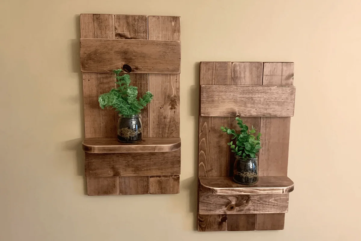 Set of two shutter shelves