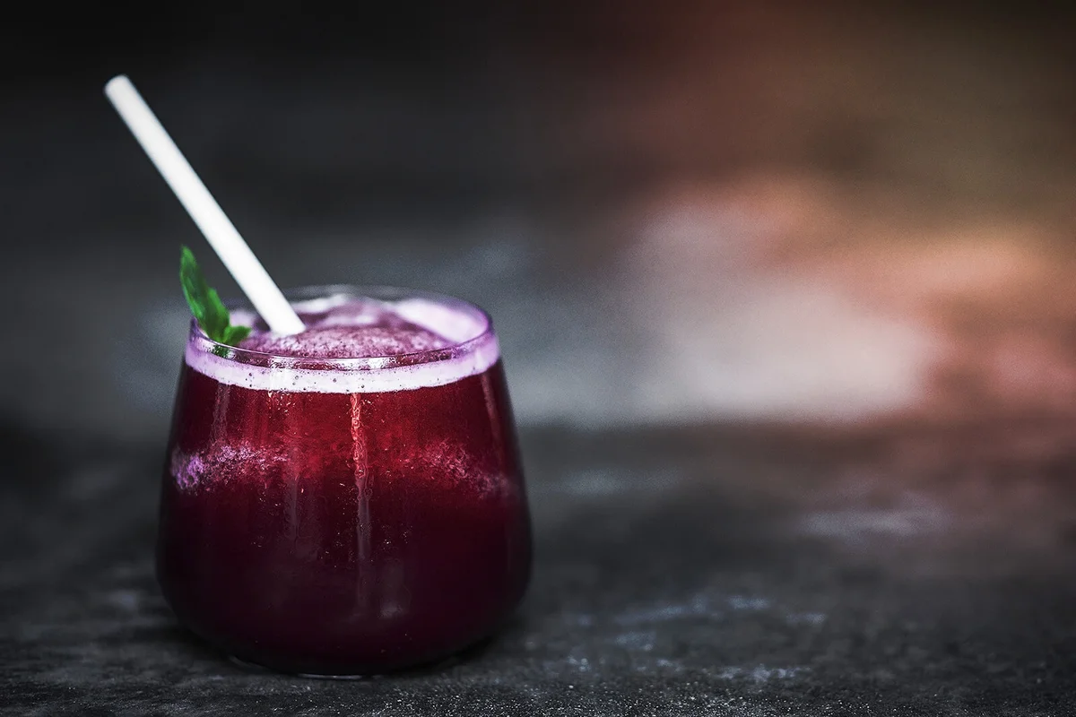 Fresh organic beetroot juice detox drink in glass