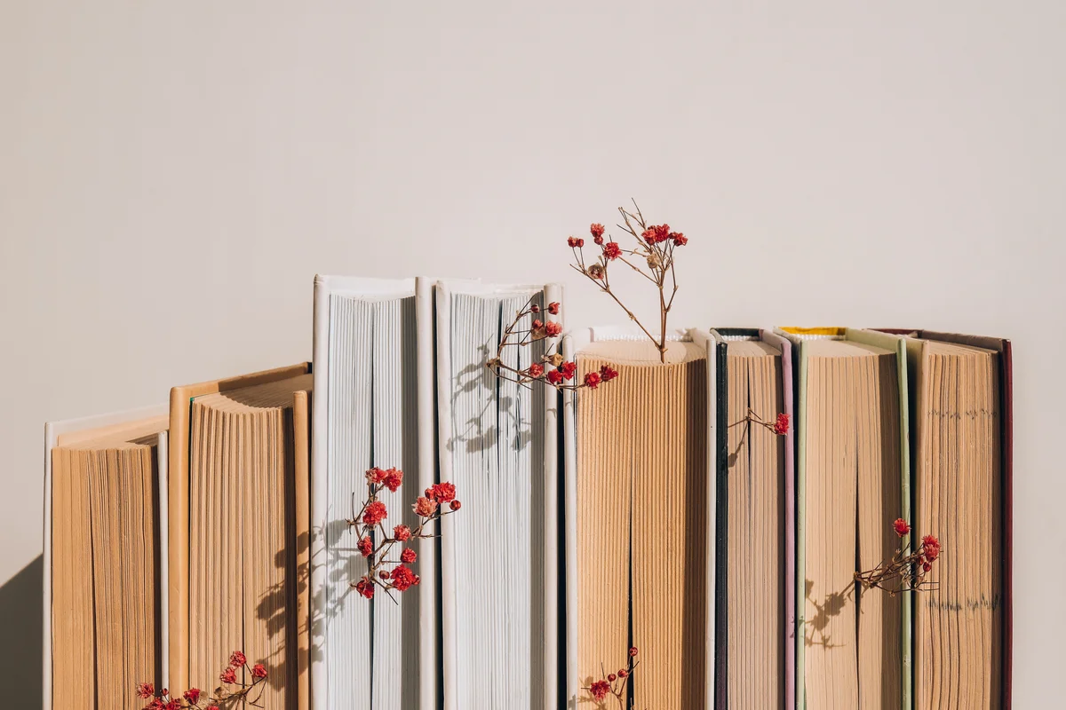 Cookbooks against a wall