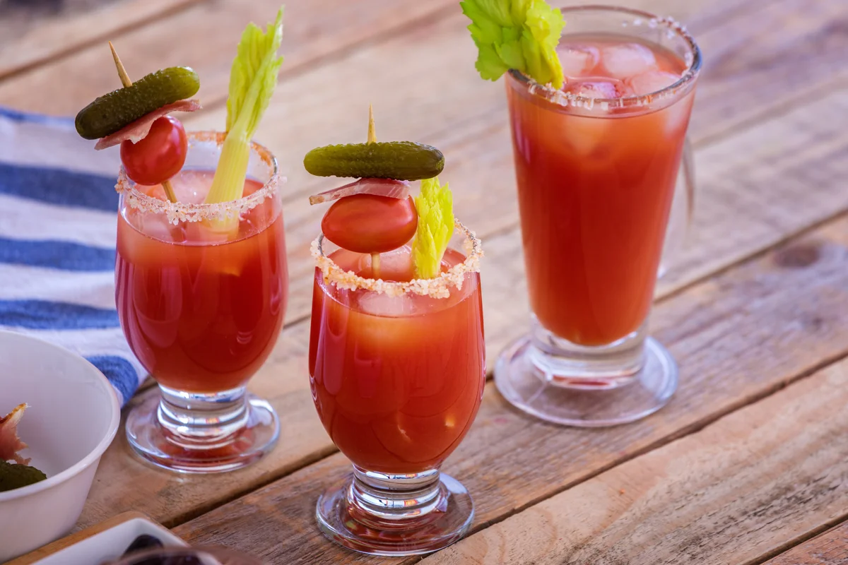 three bloody Mary cocktails