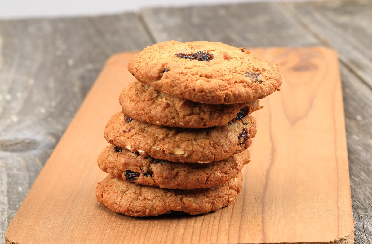 stack of oatmeal raisin cookies