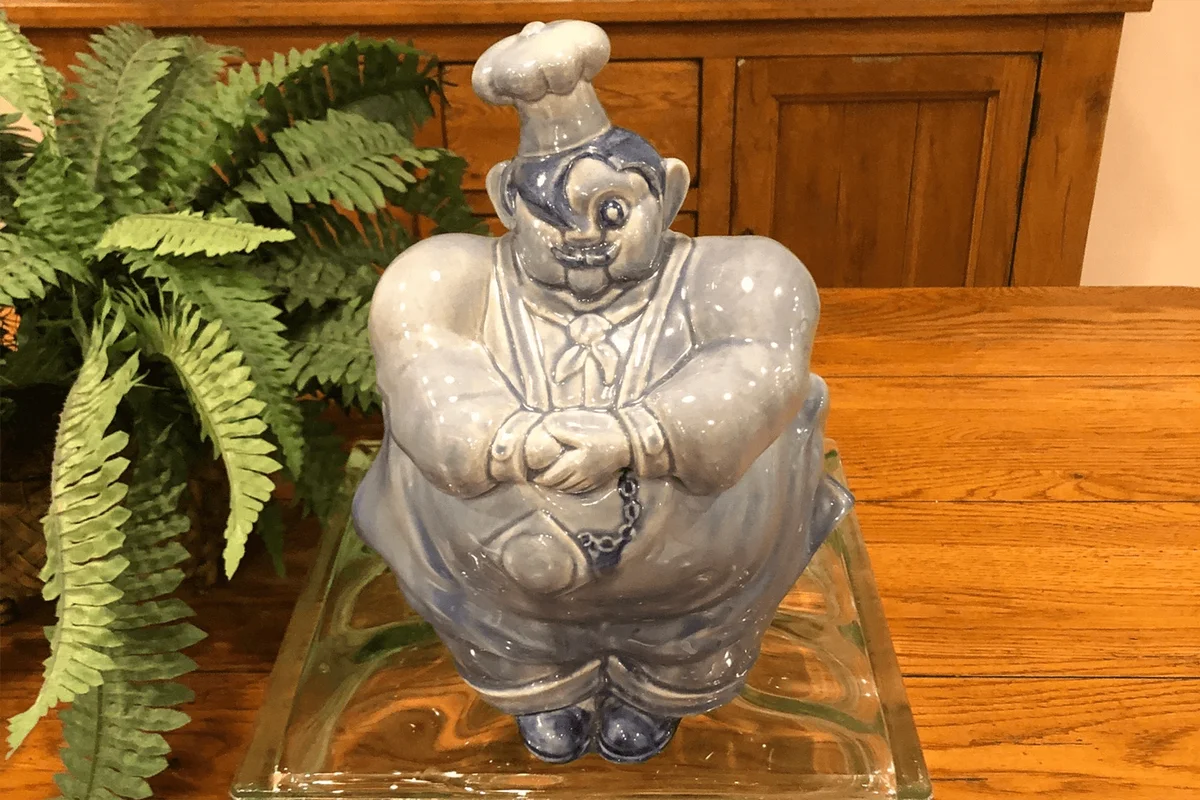 Red Wing Pottery Pierre the Chef Cookie Jar in Rare Blue Circa 1940s