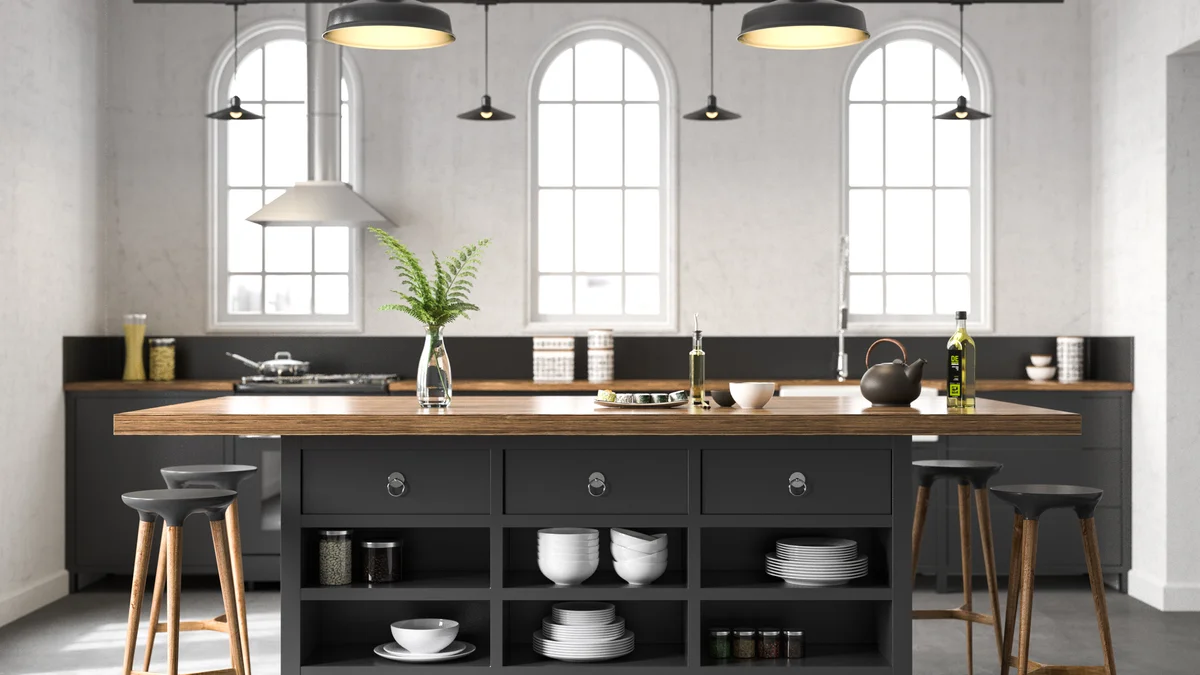 Kitchen in warm brown colors