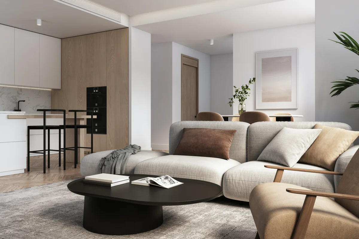 room with brown accents
