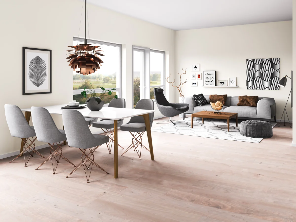 Dining set with brown metal