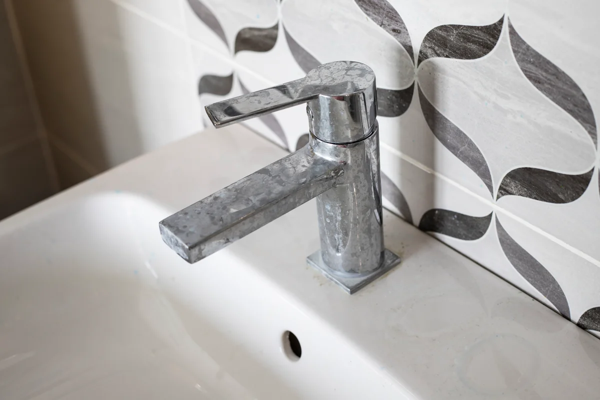 faucet with hard water stains