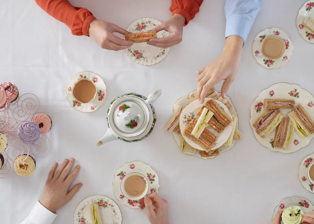 overhead of tea sandwiches