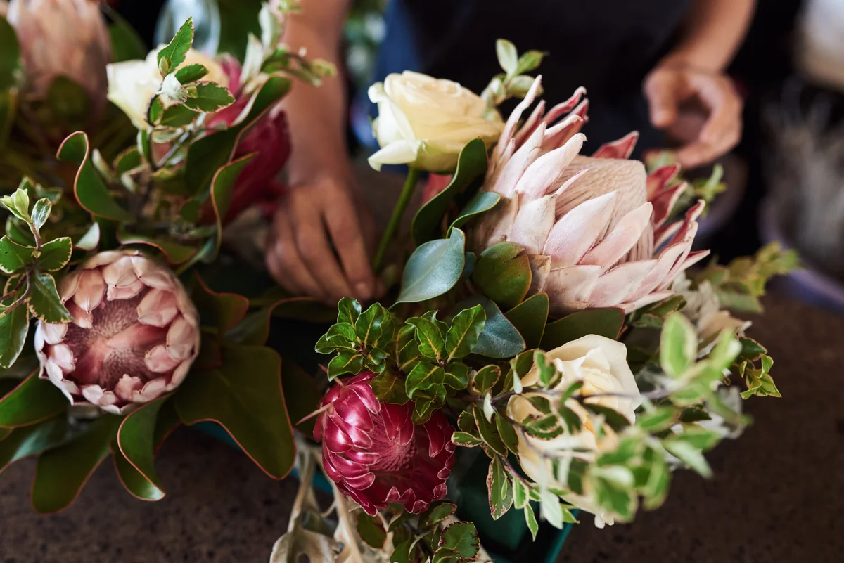 arranging flowers