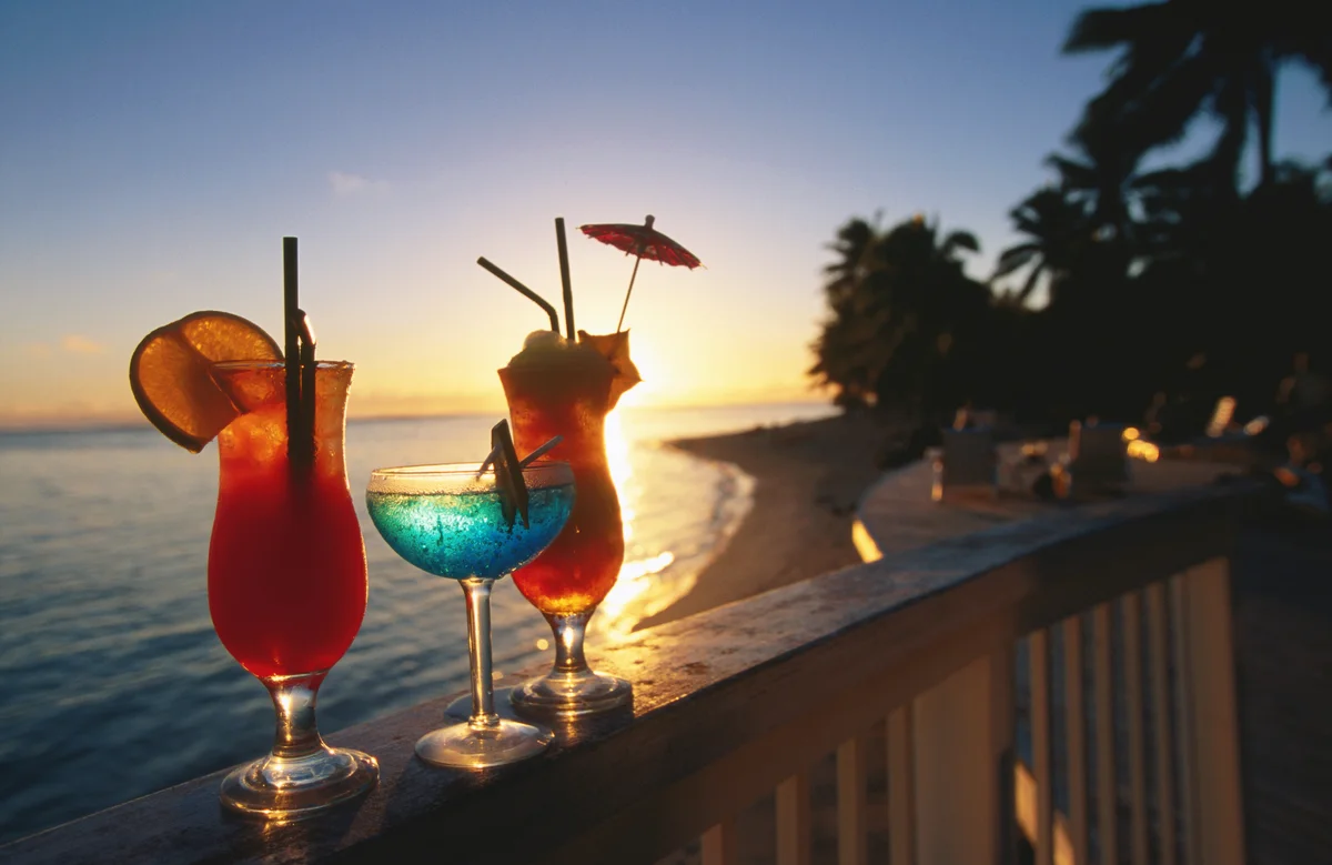 Tropical cocktails at sunset