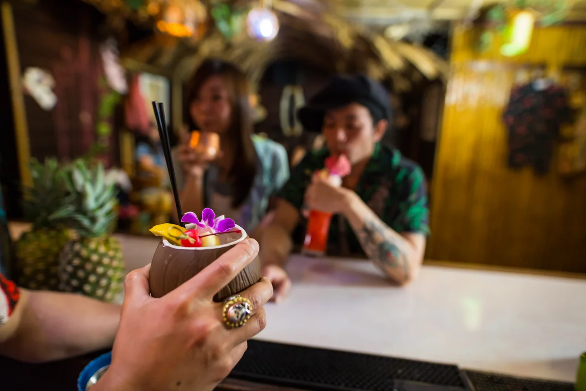closeup of tiki cocktail