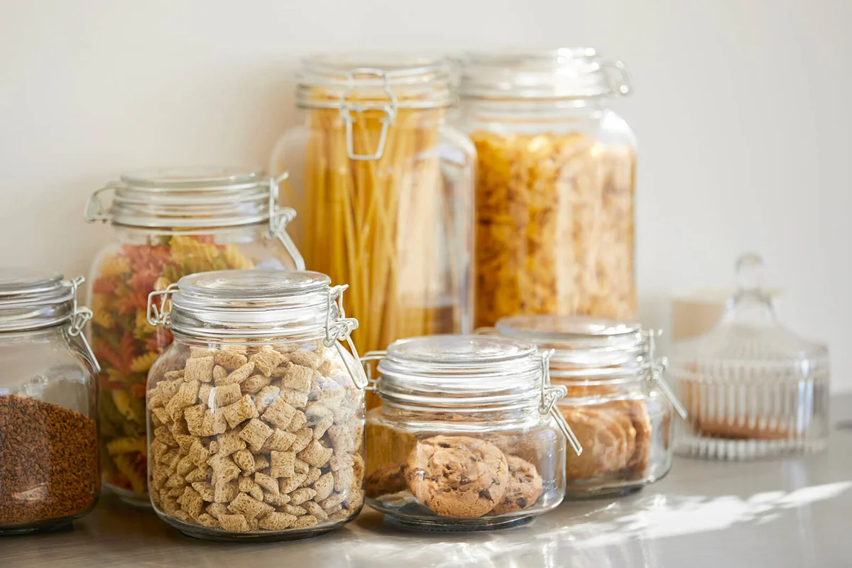 various food in airtight jars