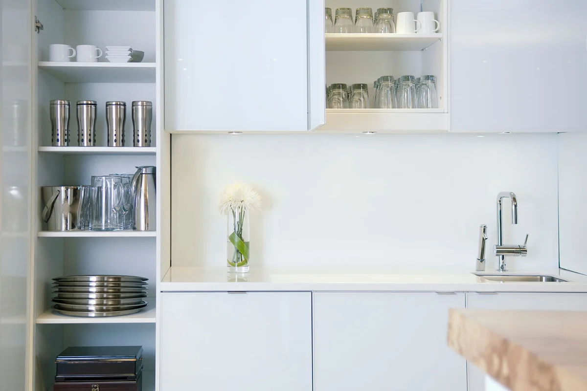 Dishes Organized in Kitchen Cabinets