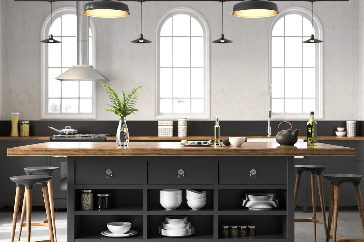Black industrial kitchen