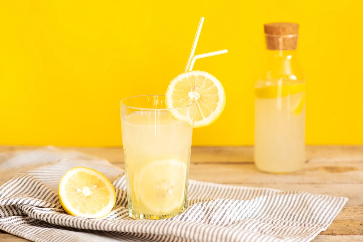 lemonade on yellow background