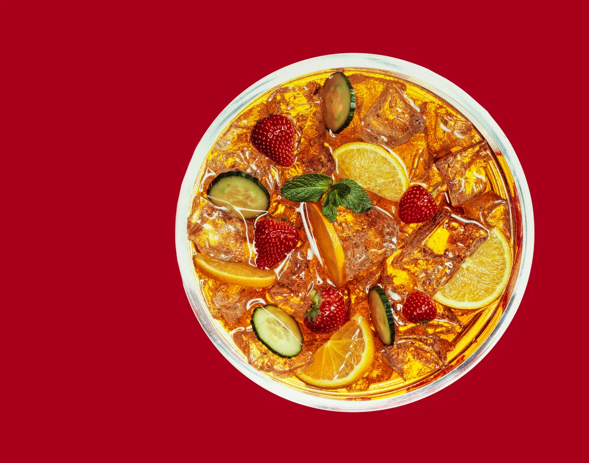 honey bee punch on red background