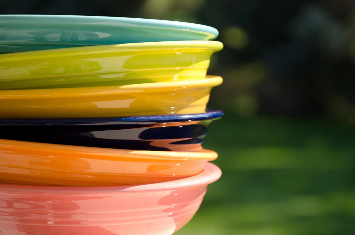 stack of colorful plates
