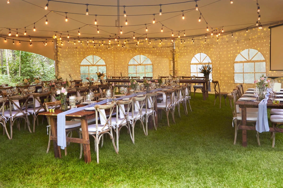 Outdoor Wedding Tent With Fairy Lights
