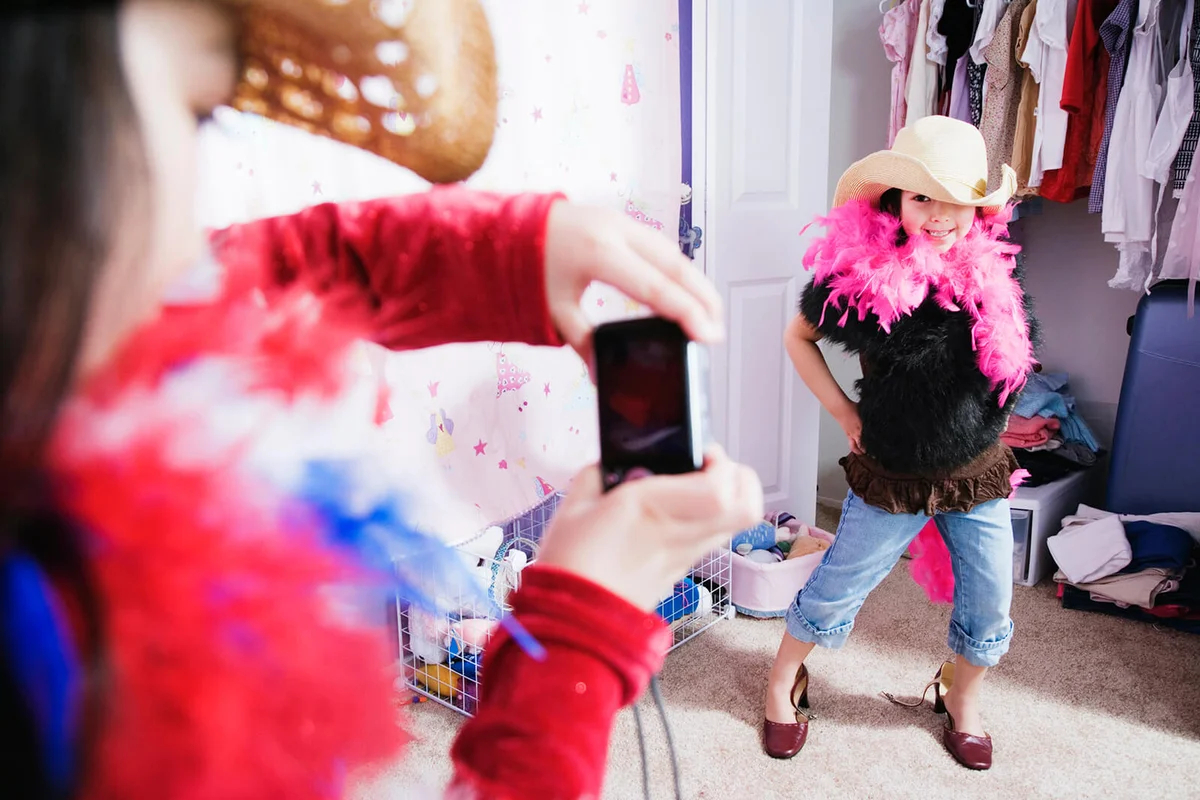 Girl playing dress-up