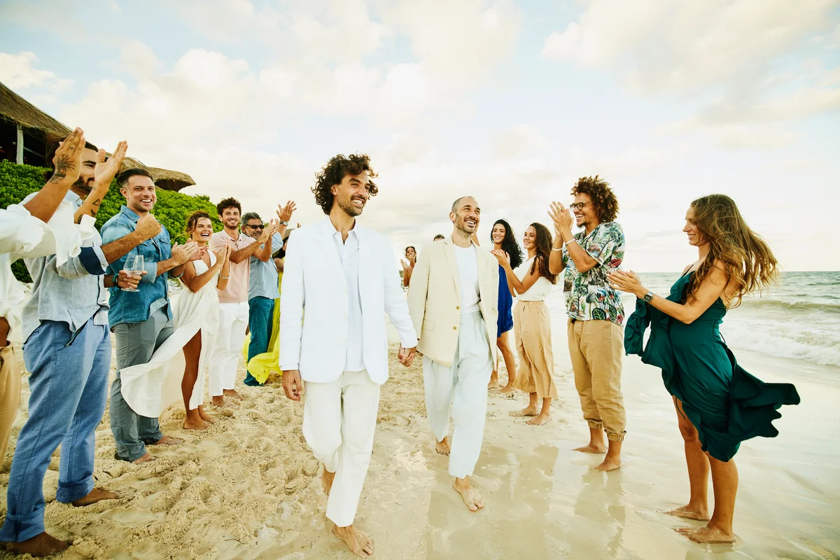 guests at a beach wedding