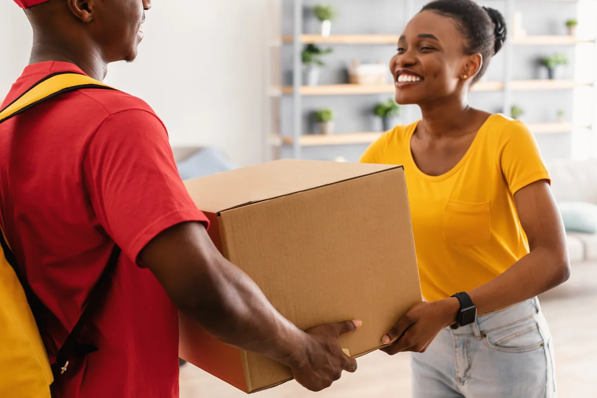 woman receiving a package