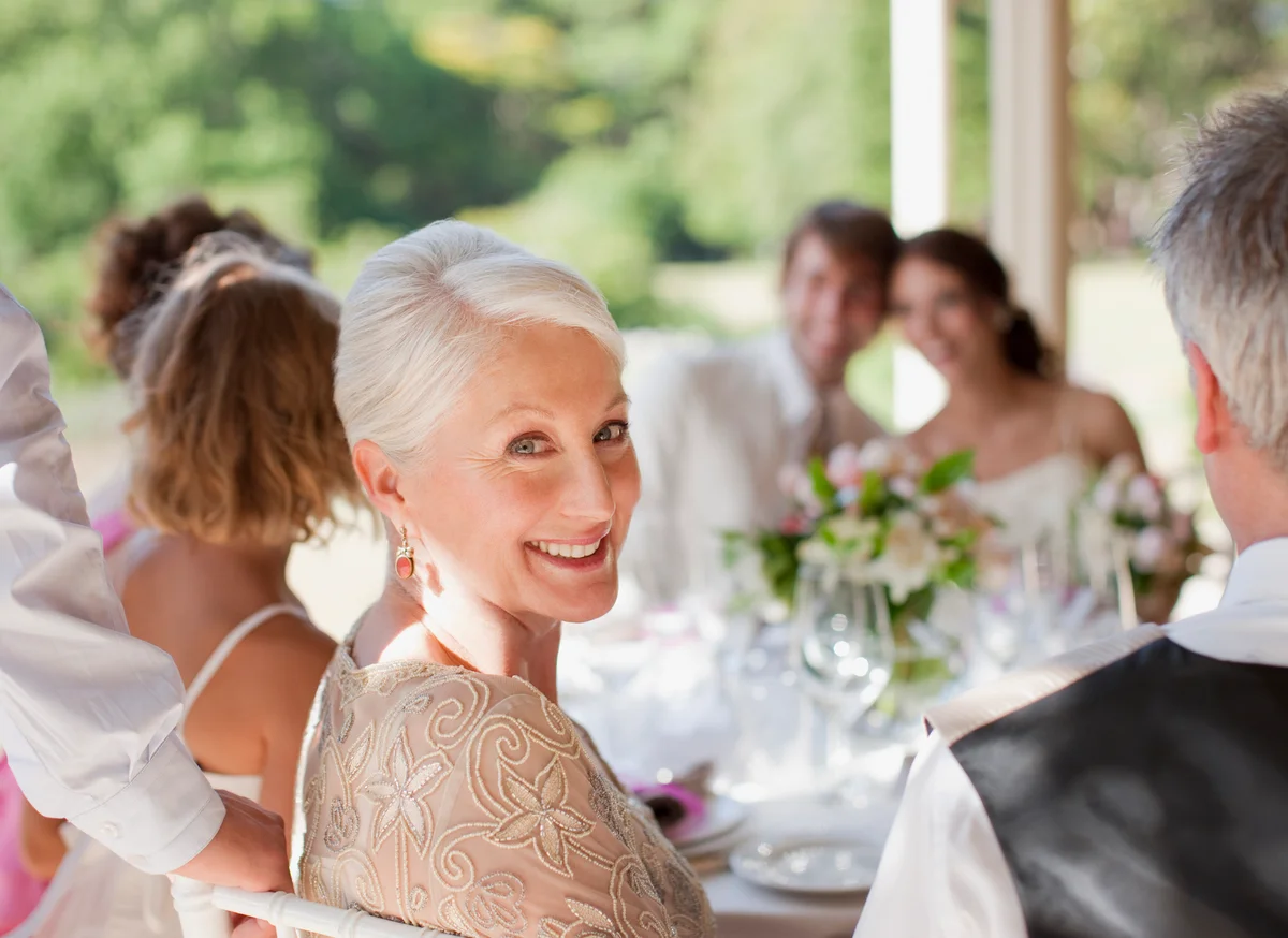 smiling wedding guest