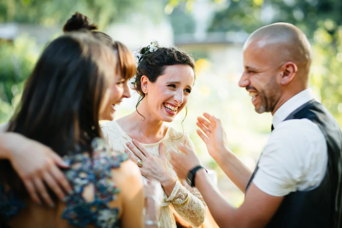 talking to the wedding couple