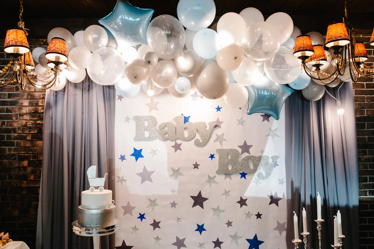 Starry backdrop for baby shower