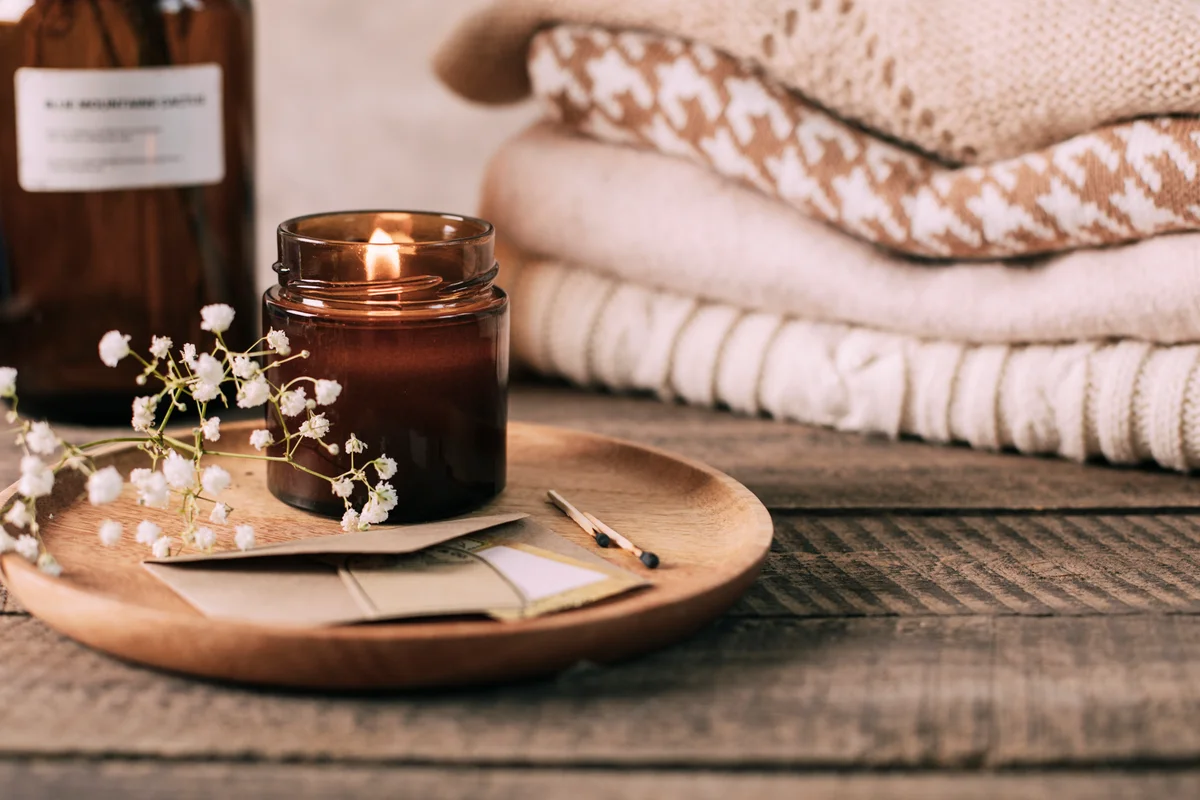 amber glass candle jar