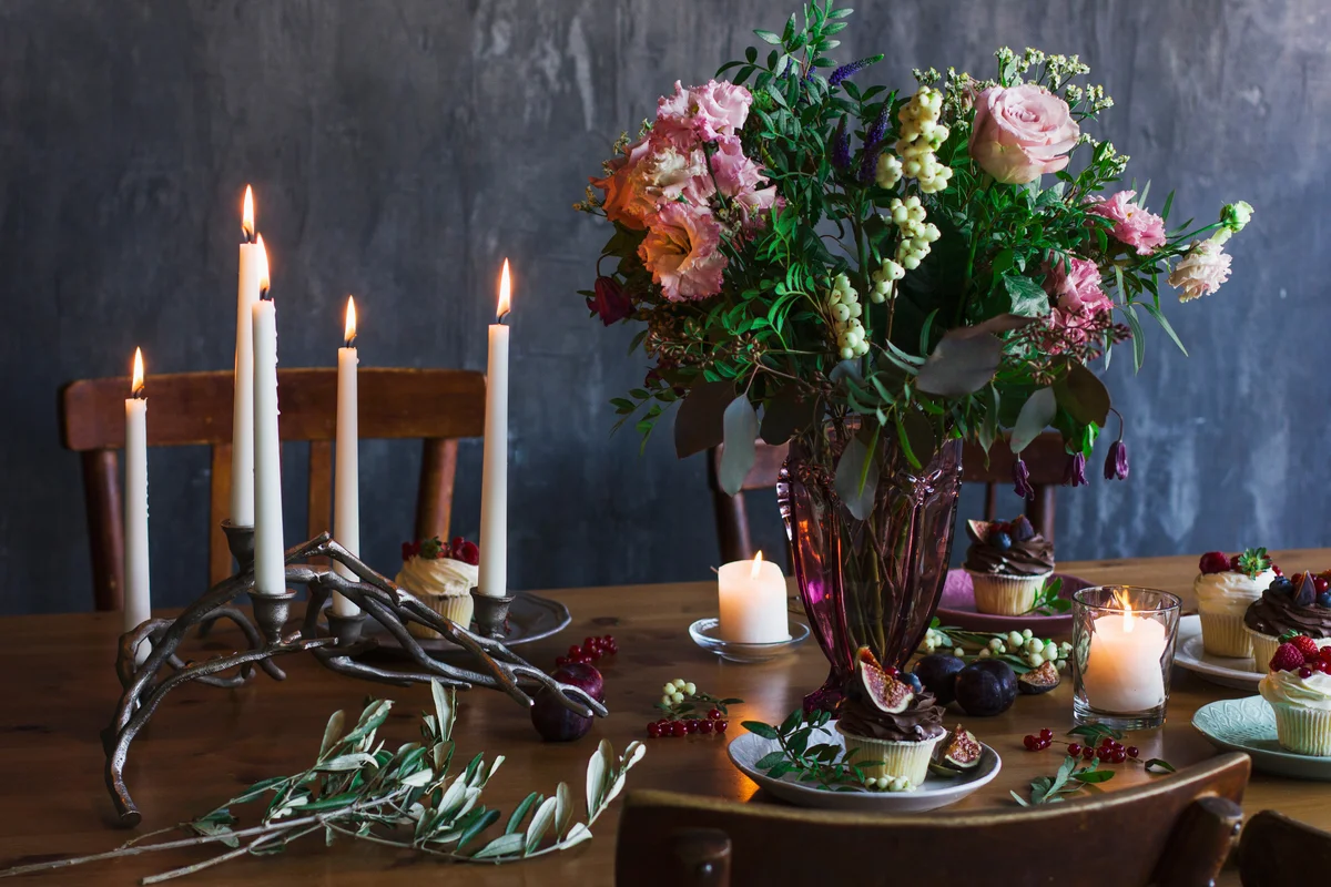taper candles on table