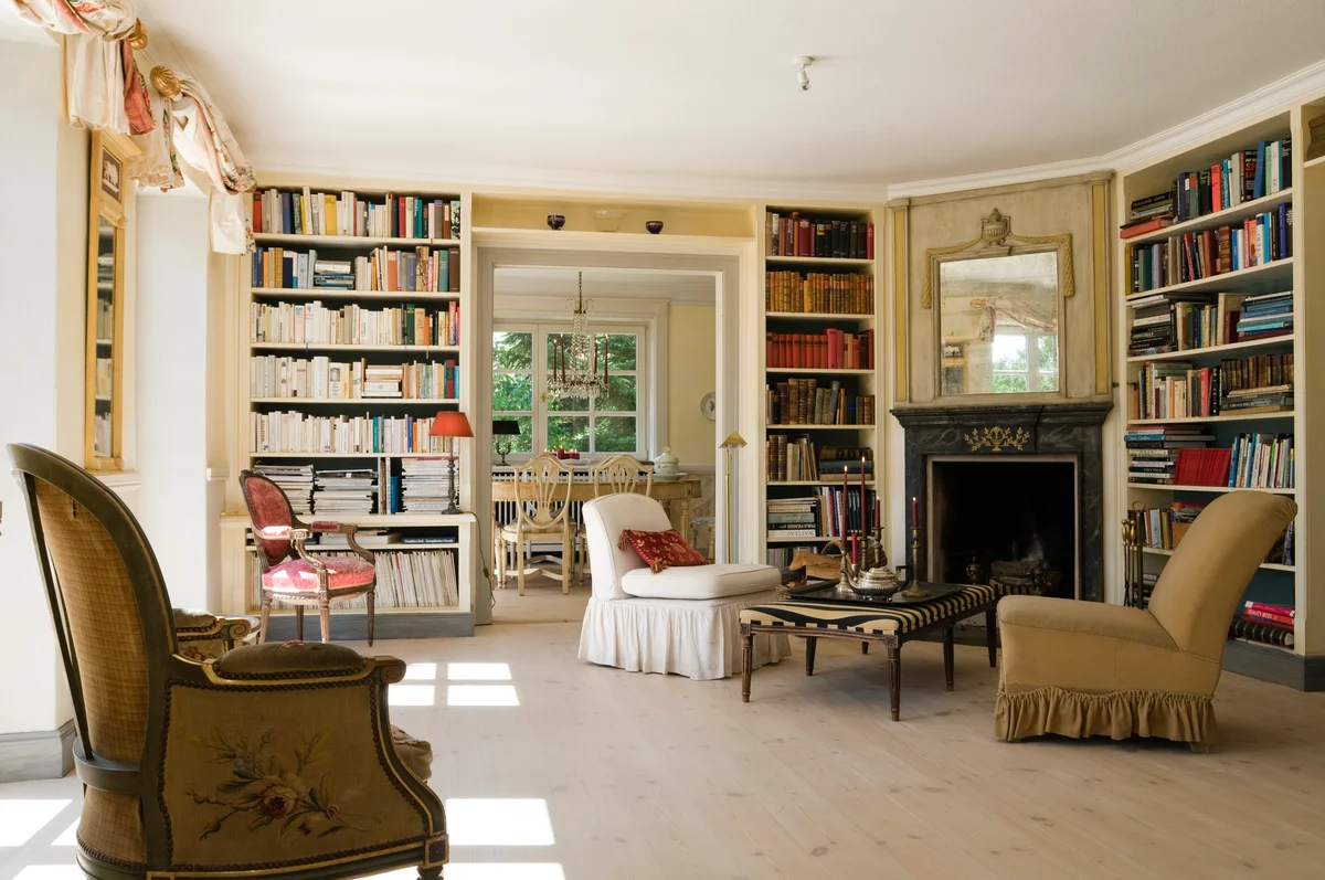 Bookshelves in living room