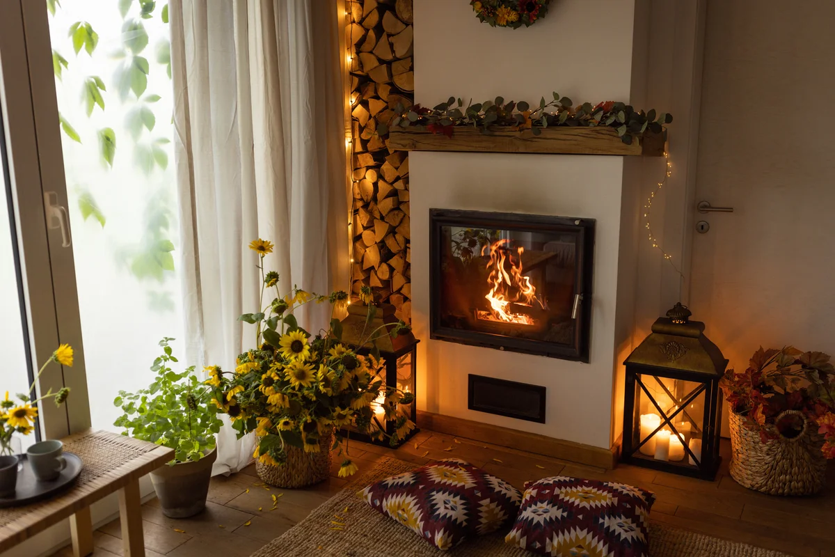 cozy fireplace