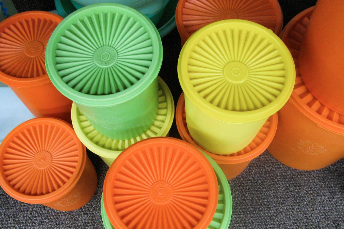 Bright, collectible retro food containers from 1980s