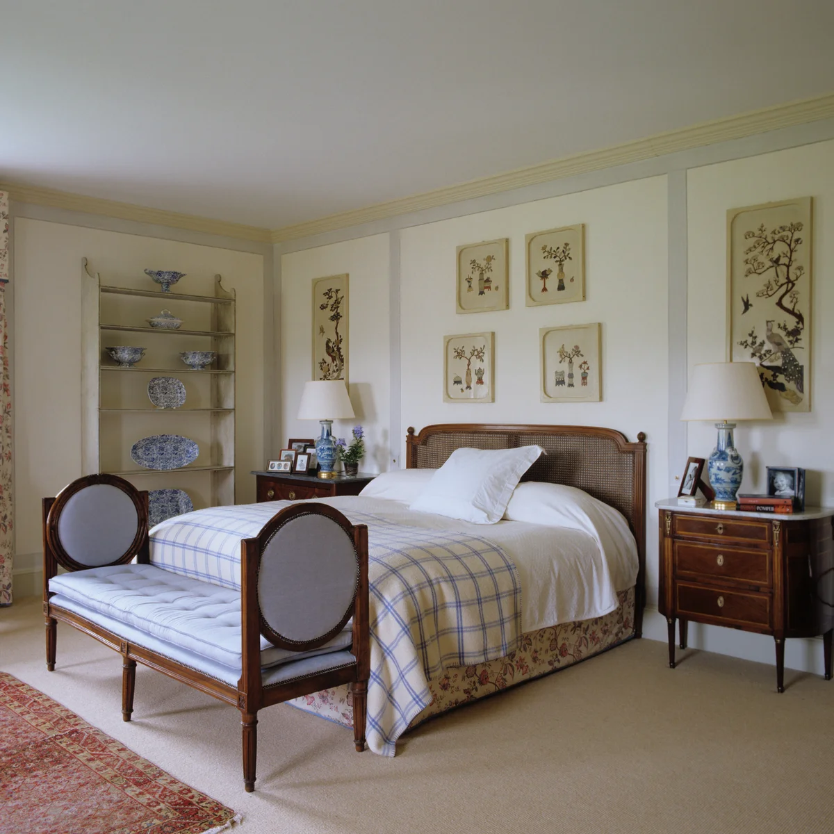 country bedroom with vintage lighting