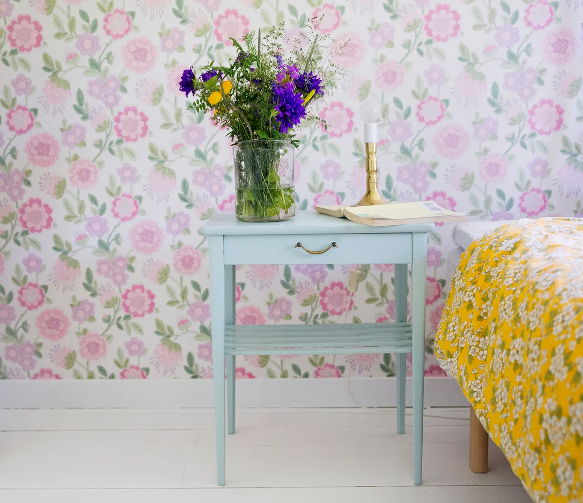 flowers on nightstand