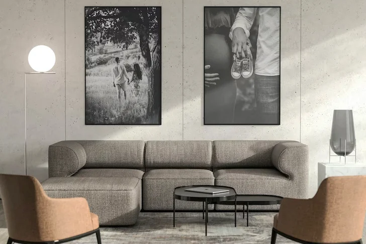 Framed canvas prints in living-room