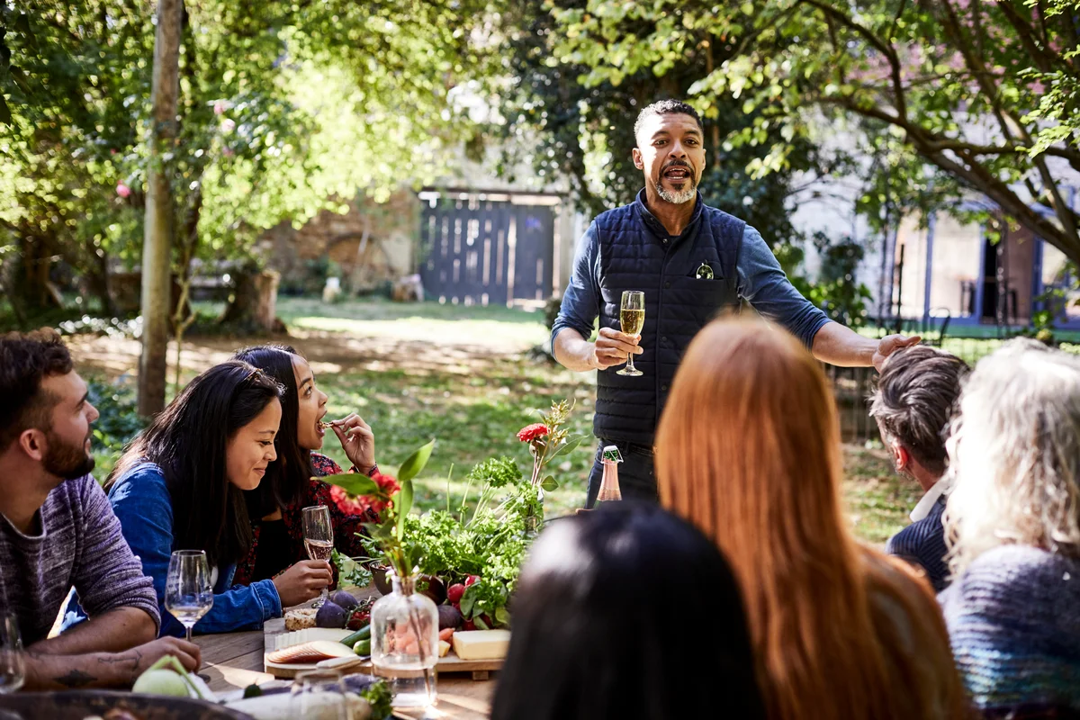 Man making a speech at a party