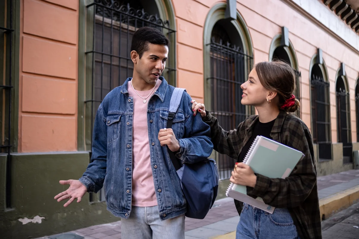 Teen friends walking together