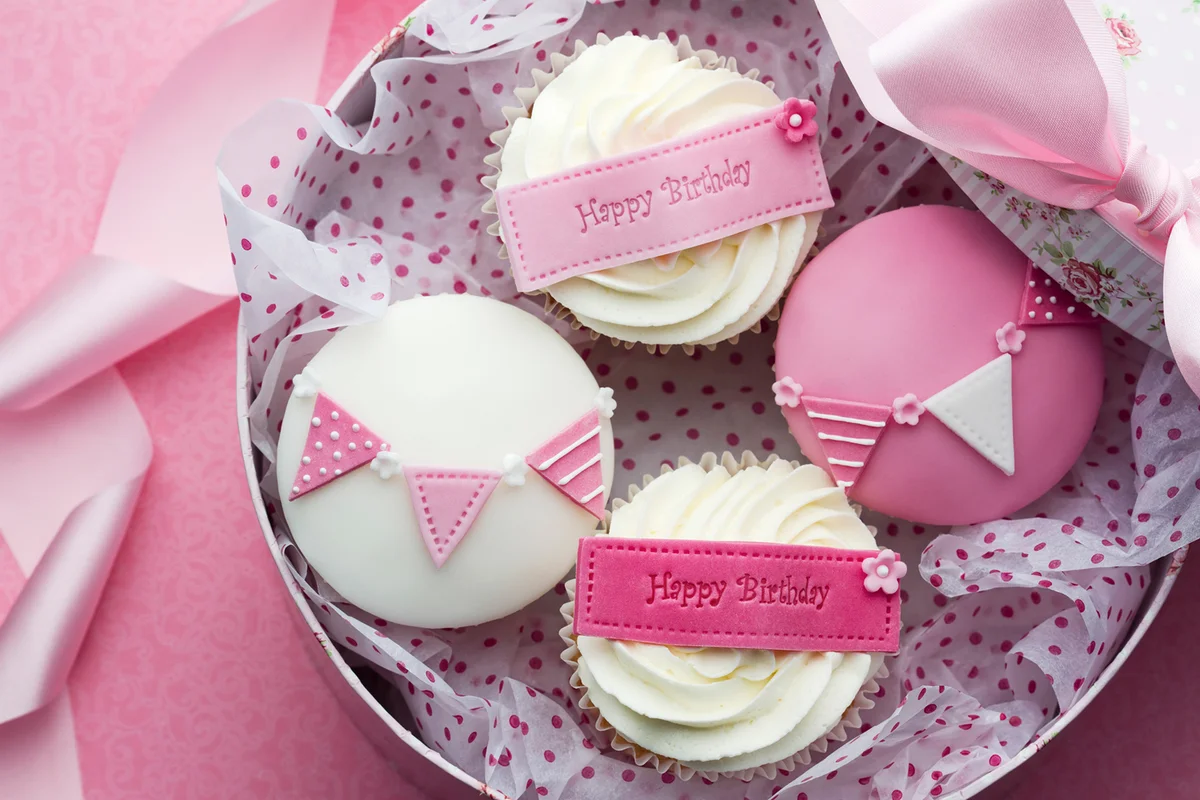 Gift box of birthday cupcakes
