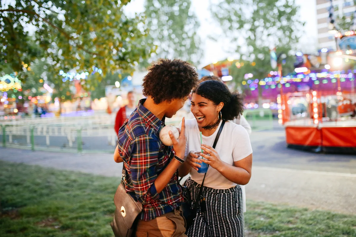 Young couple laughing