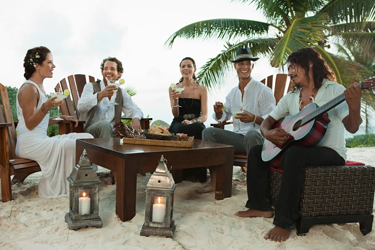 wedding party on beach