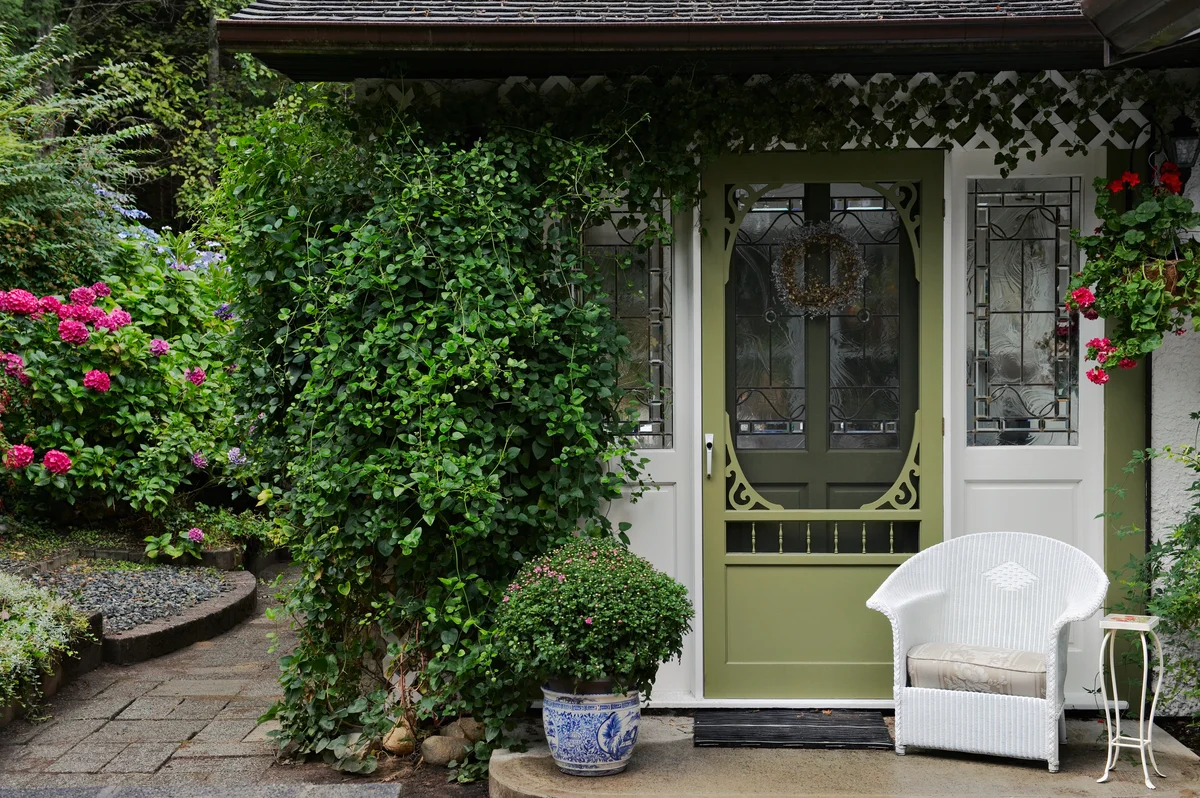 Porch covered with greenery