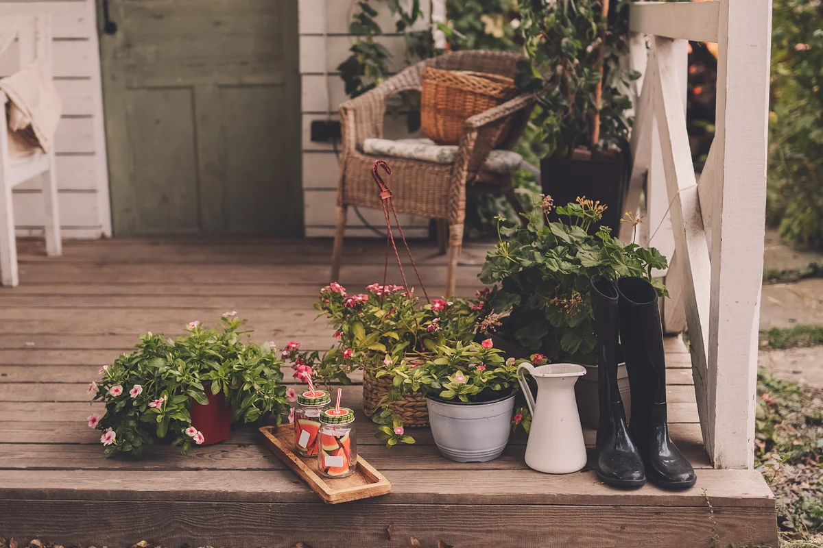 Beautiful porch home with rustic decorations