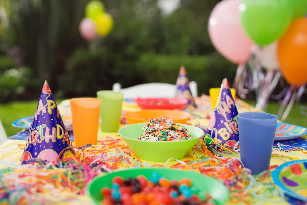 Rainbow table decorated for party