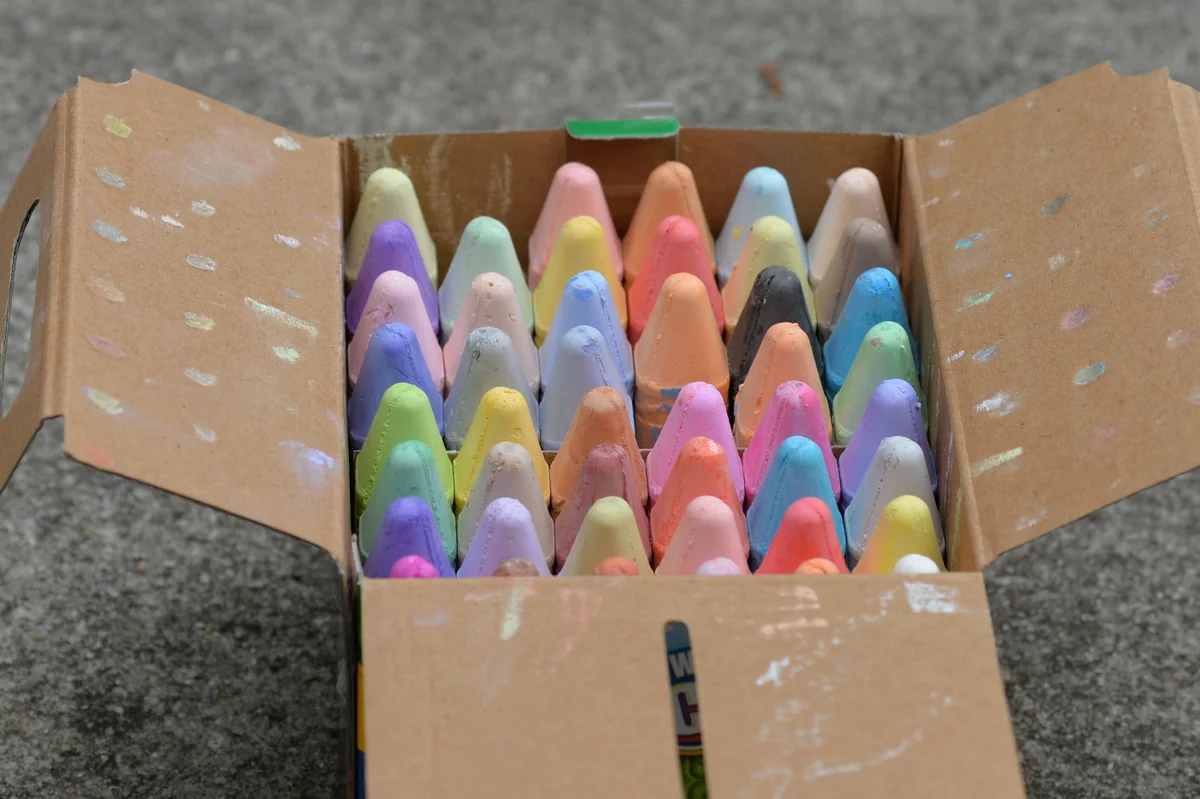 box of colorful chalk