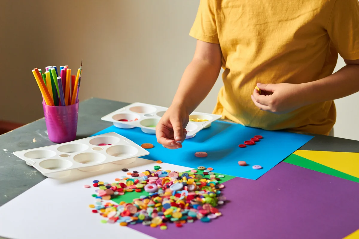 Colorful craft table
