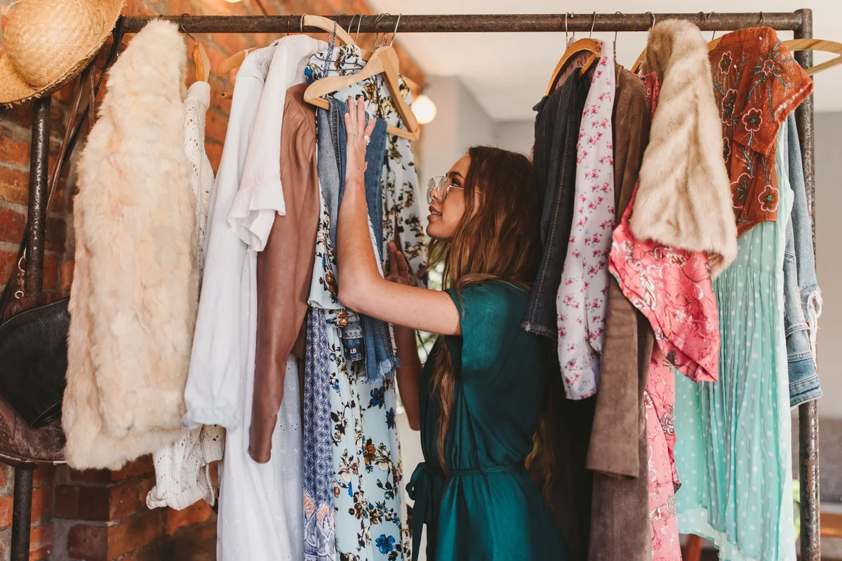 Woman in her closet