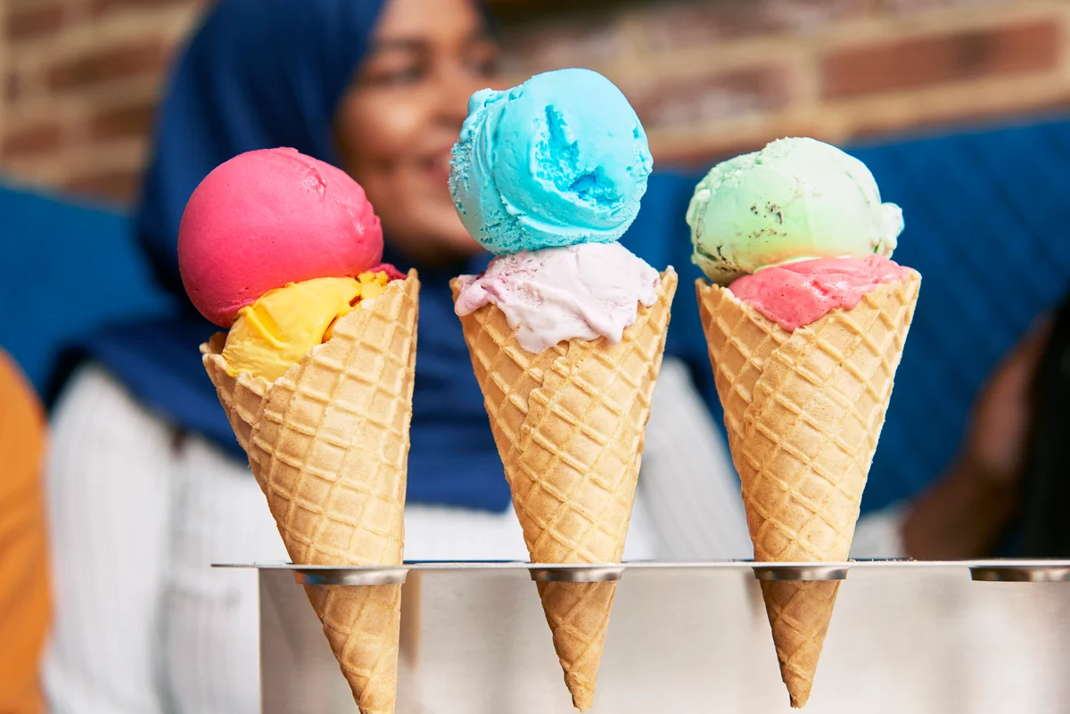 Colorful scoops of ice cream