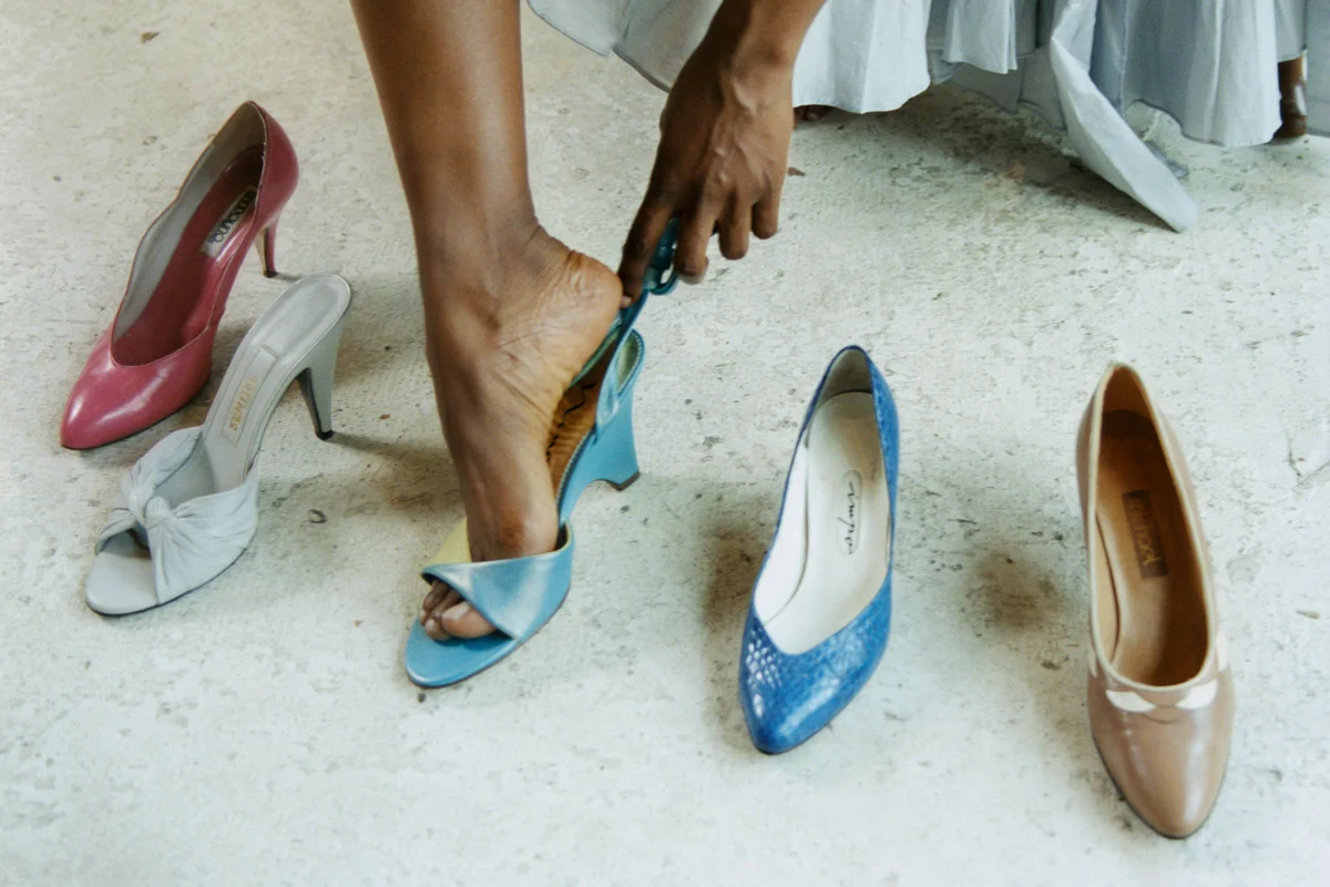 Woman Trying Shoes On