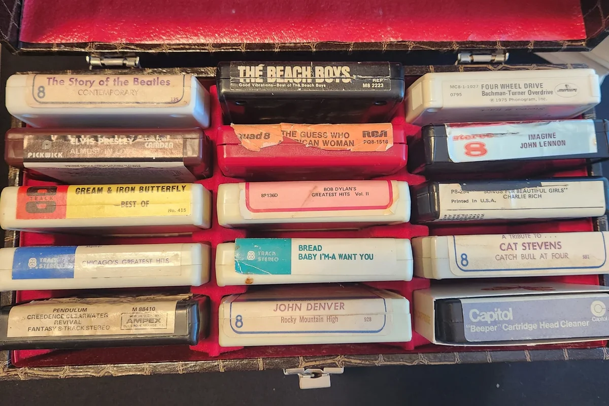 Various 8 Track Stereo Tapes and Travel Case