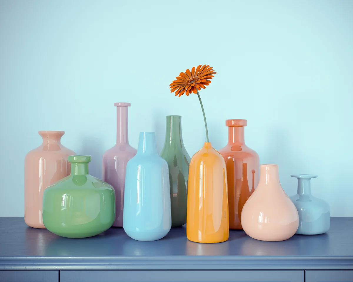 collection of colorful ceramic vases